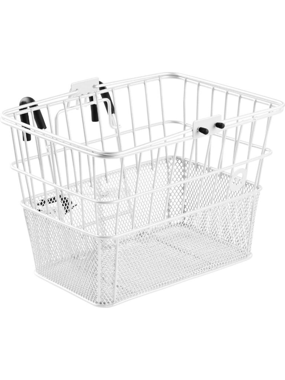 Detachable Front Bike Basket - Steel Half-Mesh, Integrated Hooks, Easy Assembly